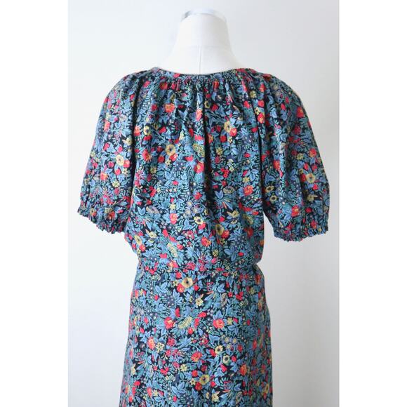 Handmade Size XL Vintage Prairie Sun Dress Cottage Cotton Floral Print - Picture 8 of 9